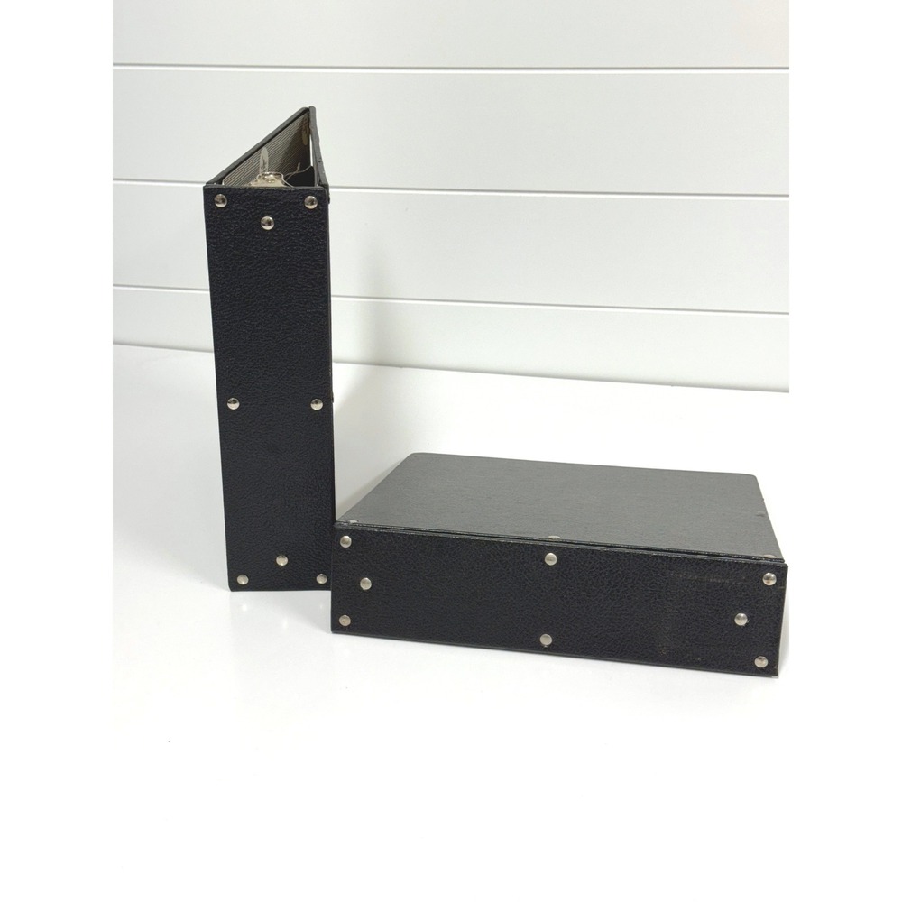2 Vintage Columbia pebble black 3 ring binder 3" Spine piano hinge heavy duty